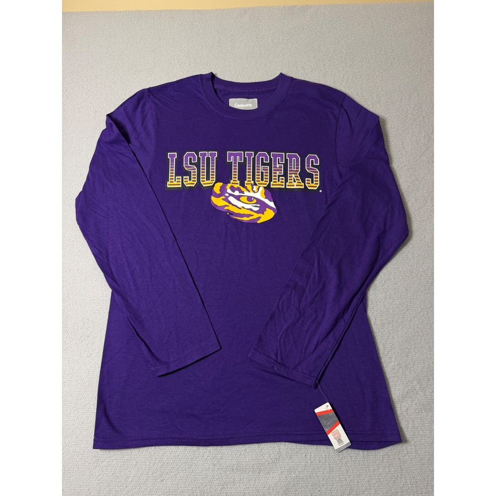 Captivating LSU Tigers Long Sleeve Purple Graphic T-Shirt Mens Small NWT NCAA